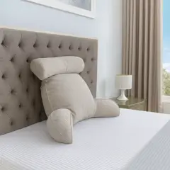 HOGARETO - Cojín TV Ergonómico con Apoyabrazos y Cabecero - Beige