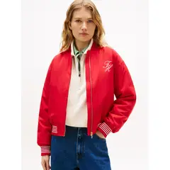 TOMMY HILFIGER - Chaqueta roja bomber con logo script