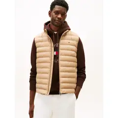 TOMMY HILFIGER - Chaleco beige plegable en tejido que repele el agua