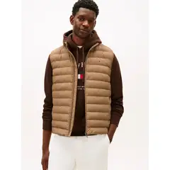 TOMMY HILFIGER - Chaleco beige plegable en tejido que repele el agua