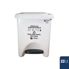 COLPLAST - Papelera de Pedal Cuadrada de 22 Litros Color Blanco