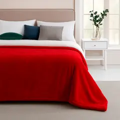 LILE - Cobija Piel de Conejo Sintética Rojo