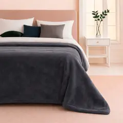 LILE - Cobija Piel de Conejo Sintética Gris Oscuro