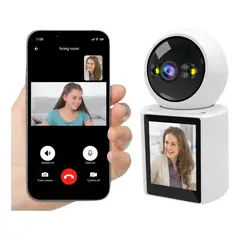 SHAFT - Camara De Seguridad Wifi Video Llamada Con Pantalla Icsee Color Blanco Camara Pantalla