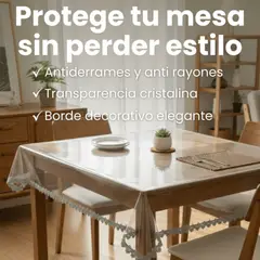 GENERICO - MANTEL EN VINILO CON FINO TEJIDO NEGRO CUADRADO 4 PUESTOS