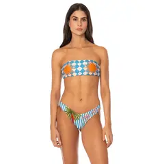MAAJI - Top de Bikini Tipo Banda Reversible Mujer Prism Wave Bryn Azul