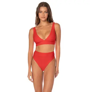 MAAJI - Red Camelia Allure Long Line Triangle Bikini Top