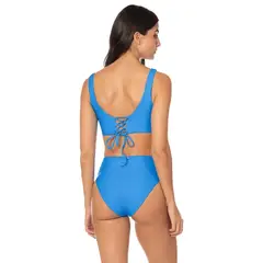 MAAJI - Panty Vestido de Baño Tiro Alto Reversible Mujer Suzy Q Azul