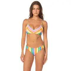 MAAJI - Top de Bikini Tipo Brasier Reversible Mujer Rhythmic Lines Liberties Amarillo