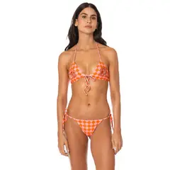 MAAJI - Top de Bikini Triángulo Mujer Sunset Grid Pascal Rojo