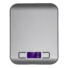 GENERICO - Balanza Gramera Bascula Digital Pesa Cocina Acero Inox 5 Kgs - Gris