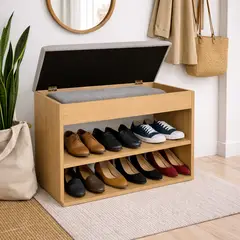 DKO DESIGN - Mueble Organizador Zapatero-Baúl 43x60x30 MaderaGris
