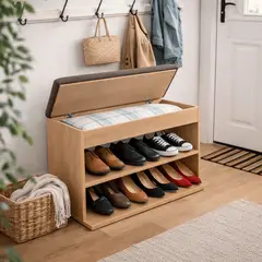 DKO DESIGN - Mueble Organizador Zapatero-Baúl 43x60x30 MaderaMocca