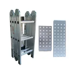 GENERICO - Escalera Plegable Multifuncional De 12 Pasos En Aluminio 4x3