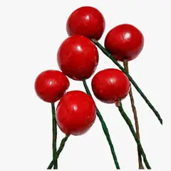 GENERICO - Cerezas Artificiales de Navidad - Paquete de 12 Unidades - rojo