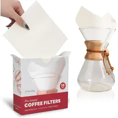GENERICO - Filtros De Cafe Chemex Cono Preplegados Grueso Natural X50un
