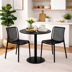 DKO DESIGN - Comedor Redondo Metálico 72x60x60 + 2 Sillas para interiores y exteriores