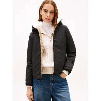 TOMMY HILFIGER - Chaqueta negra ligera con logo