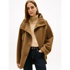 TOMMY HILFIGER - Chaqueta café oversize de de mezcla de lana