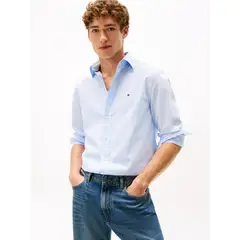 TOMMY HILFIGER - Camisa celeste de popelín de corte regular