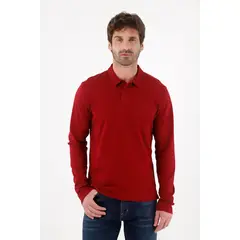 TENNIS - Polo manga larga roja para hombre
