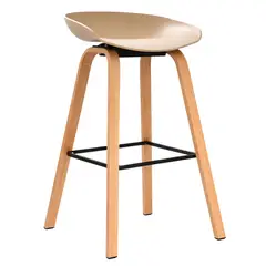 GENERICO - Silla Misuri Con Patas Metálicas Tipo Madera Color Beige 65 cm De Altura_.