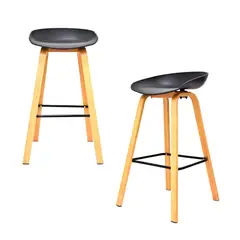 GENERICO - Set X2 Sillas Misuri Con Patas Metálicas Tipo Madera Color Negro 75 cm De Altura