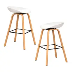 GENERICO - Set X2 Sillas Misuri Con Patas Metálicas Tipo Madera Color Blanco 75 cm De Altura