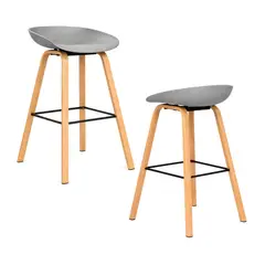 GENERICO - Set X2 Sillas Misuri Con Patas Metálicas Tipo Madera Color Gris 65 cm De Altura