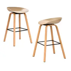 GENERICO - Set X2 Sillas Misuri Con Patas Metálicas Tipo Madera Color Beige 75 cm De Altura