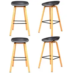 GENERICO - Set X4 Sillas Misuri Con Patas Metálicas Tipo Madera Color Negro 65 cm De Altura