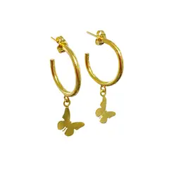 MERAKI - Candongas mujer de Mariposa Bañada en oro 24kt - Aretes pequeños