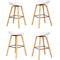 GENERICO - Set X4 Sillas Misuri Con Patas Metálicas Tipo Madera Color Blanco 65 cm De Altura