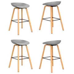 GENERICO - Set X4 Sillas Misuri Con Patas Metálicas Tipo Madera Color Gris 65 cm De Altura