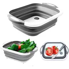 BUFFER FLASK - Tabla De Cortar Plegable 3 En 1 Con Colador y Lavabo Tabla Multifuncional De Cocina Expandible 28x38
