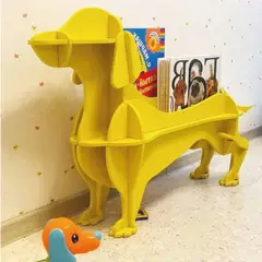 TIZZY DISEÑO - Estantería Amarilla en Forma de Perro Salchicha