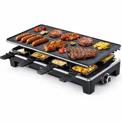 TECNOHOGAR JS - Sarten Electrica Parrilla Asador Plancha Grill Antiadherente Negro 110v