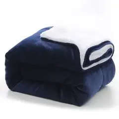 GENERICO - Cobija sherpa Termica Cama Sencilla 160x210 cm Azul Oscuro
