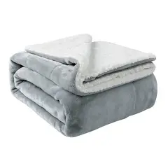 GENERICO - Cobija sherpa Termica Cama Sencilla 160x210 cm Gris