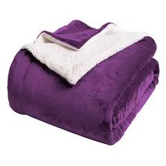 GENERICO - Cobija sherpa Termica Cama Sencilla 160x210 cm Morado