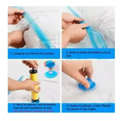 GENERICO - Bolsas Ahorradoras de Espacio Almacenamiento al Vacío 70x50 cm + Bomba Incluida
