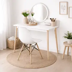 DKO DESIGN - Tocador Nice 135x100x40 Blanco + Silla Blanca