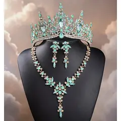 GENERICO - Corona Tiara Set de Joyería 3 pzas Quinceañera Novia Graduación Elegante