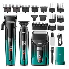 VGR - Combo Cortadora Pelo Shaver 3 En 1 Profesional V-694 Base De Carga