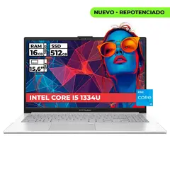 ASUS - PORTATIL VIVOBOOK INTEL CORE I5-1334 16 GB RAM 512 GB SSD 15,6" FHD COLOR PLATEADO