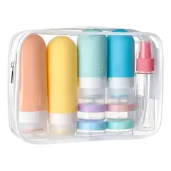 HOME - ENVASES DE VIAJE X 16 PZ EN SILICONA CHAMPU JABON CREMA