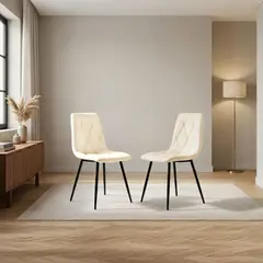 DIMATEX LEON - Set X2 Silla Decorativa Mueble Sala Comedor Dormitorio Refsade Beige Sade X2