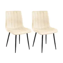 GENERICO - Set X2 Silla Decorativa Mueble Sala Comedor Dormitorio Refamara Crema Amara X2