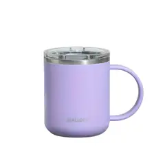 TRIPLE CLEAN - Taza Morada Metálica 450 Ml Acero Inoxidable Con Tapa