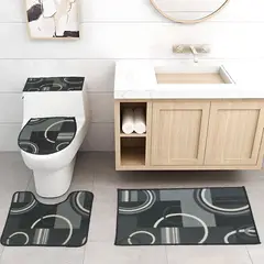 MITAPETE COM - Juego De Baño 4 Piezas Antideslizante Gris Tapetes Para Baño